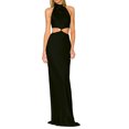 thumbnail image 2 of VISgogo Vestido largo con cuello halter casual para mujer Moda Color sólido Cintura hueca Vendaje Sin espalda Vestido ajustado VISgogo moda, 2 of 9