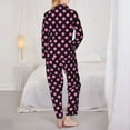 thumbnail image 3 of Pajamas for Women Sets, pink polka dot black Lounge Sets Long Sleeve Button Down Night Shirts Sleepwear Pjs, 3 of 6