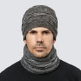 thumbnail image 4 of Naierhg Beanie 1 Set Beanie Scarf Set Solid Color Stretchy Knitting Cap Neck Warmer Two-Piece Set Keep Warm Headwear Autumn Winter Woolen Yarn Hat Scarf for UnisexBeige, 4 of 8