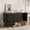Black, variant on VEANERWOOD Hidden Cat Litter Box Enclosure Furniture with Cat Scratch Pad and Tambour Sliding Door, Multi-Functional Side End Table Cat House for Living Room, Natural