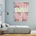 thumbnail image 5 of Pink Spring Floral Kitchen Curtains Sets for Windows 36 Inch Length, Watercolor Flowers Butterfly Checkered Rod Pocket Window Treatments Tier Curtains and Valances Set for Bedroom/Bathroom, 5 of 8