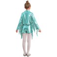 thumbnail image 3 of Doomiva Kids Girls Long Sleeve Shiny Fringe Crop Jacket Top and Metallic Tassel Shorts Sparkly Dance Streetwear Light Green 12, 3 of 6