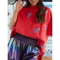 thumbnail image 2 of Michellecmm  Women T-shirt, Crew Neck Short Sleeve Sequined Lobster Summer Tops, 2 of 4