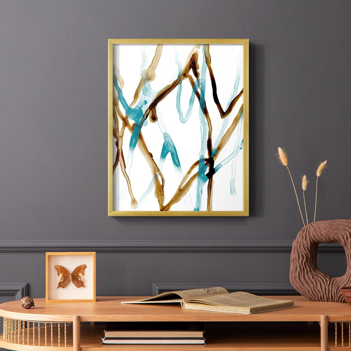 Runnel XVIII Framed Print in Gold Solid Wood Framed Print No Nail Hanging