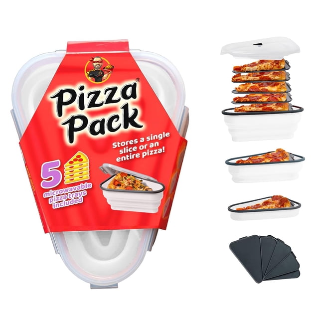 Recipiente reutilizable para pizza Pack con 5 bandejas, color blanco