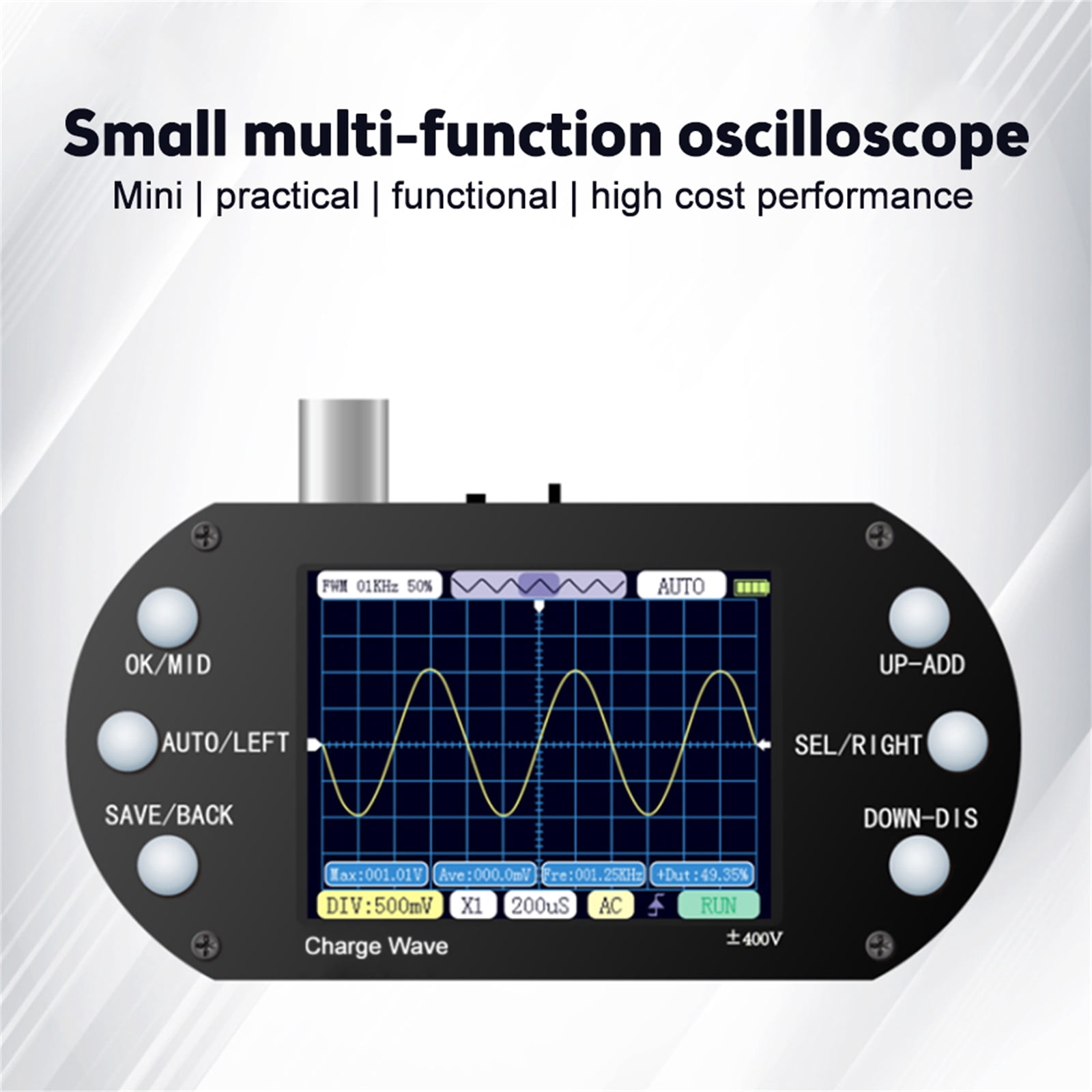 Multifunction Digital Oscilloscope Transistor-Tester Meter 2.5Mhz Sampling Rate 200Khz Bandwidth for Auto Repair