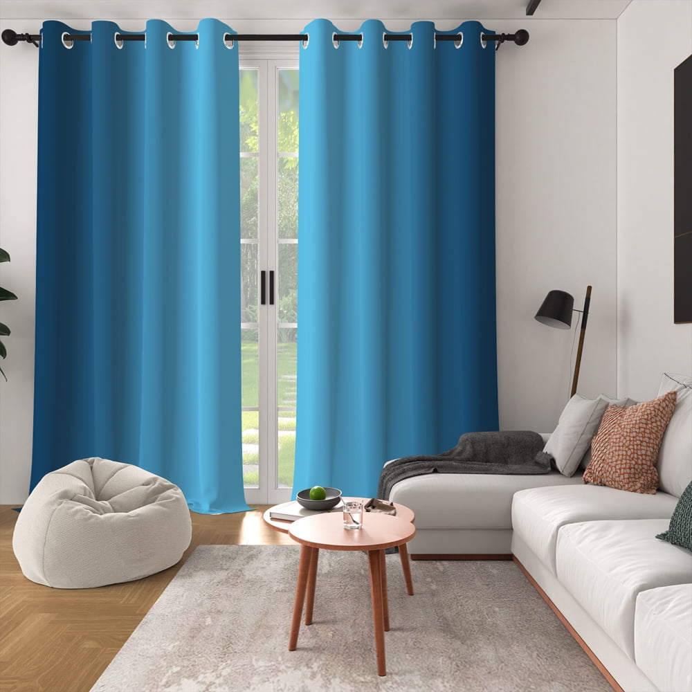 Lfeey Navy Blue Gradient Curtains, Room Darkening Curtains Set of 2, 52x84 inch