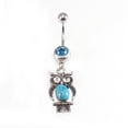 thumbnail image 1 of Belly Button Rings Owl Dangle Design with Turquoise and Aqua CZ Jewels / Navel, 1 of 4