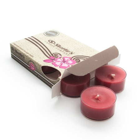 - Saffron Ginger Dark Red Tea Light Candles 6 Pack - Highly Scented, Hand Poured, & Clean Burning - Clear Container for Beautiful Candlelight - Earth Tealights Collection