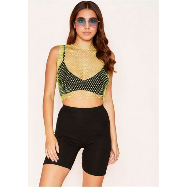Txlixc Blusa de hombro abierta de malla media para mujeres Txlixc moda