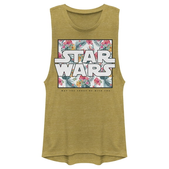 Junior's Star Wars: A New Hope Floral Box  Festival Muscle Graphic Tee Gold Heather 2X Large