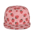 thumbnail image 2 of Daiia Strawberries print Flat Bill Hats Flat Brim Trucker Cap Baseball Cap Adjustable Classic Low Profile Hat Unconstructed Plain Cap, 2 of 9
