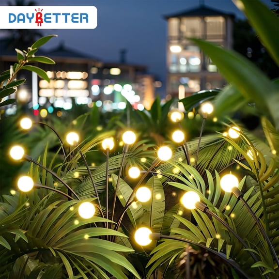 Luces Solares para Jardín DAYBETTER 8 Modos Iluminación Alambre de Hierro Blanco Cálido Paquete de 2