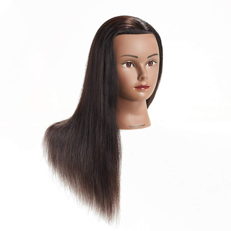Mannequin Head with Human Hair - 20-22 Cosmetology Mannequin Head with  100% Real Human Hair for Braiding Practice Cutting - Manikin Head with Human  Hair for Hairdresser (Brown - B Style) 