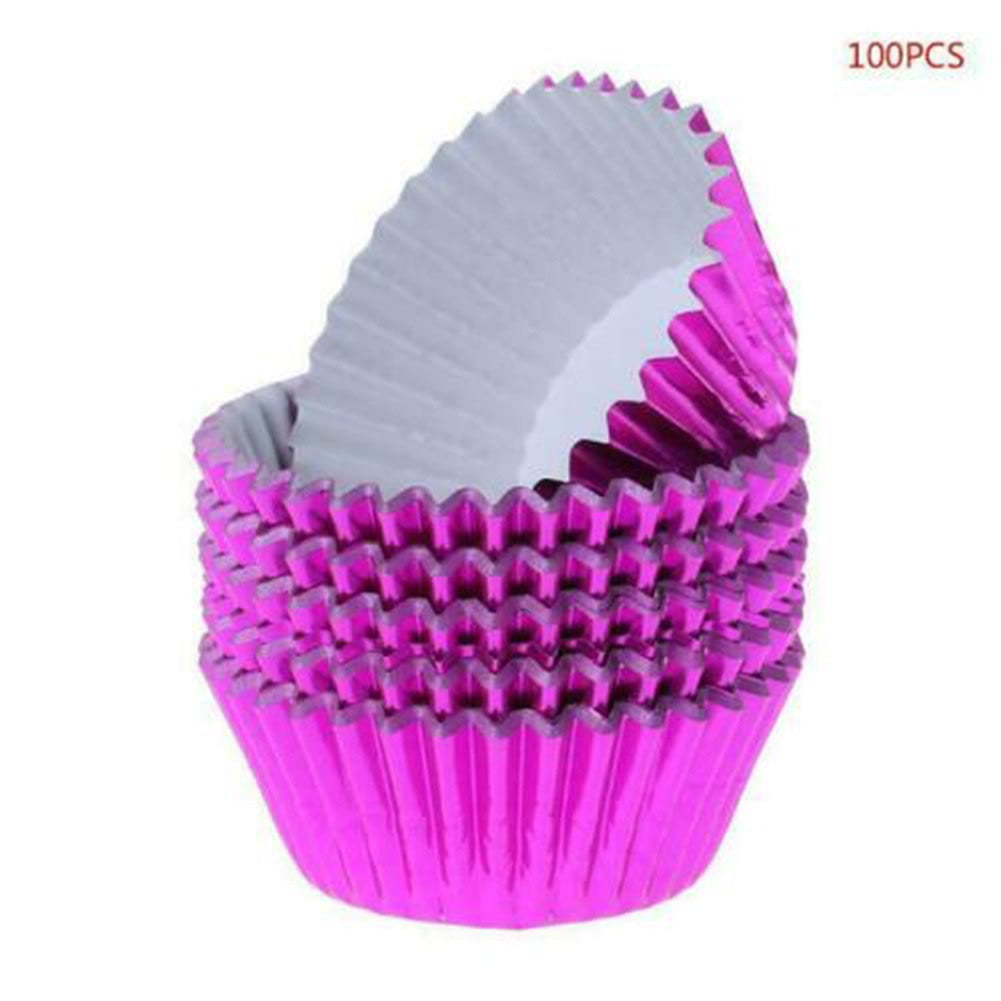 BLUESON 100Pcs Cupcake Liner Baking Cup Cake Cup Baking Household Tools Wrappers 11Cm, Rose Red