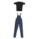thumbnail image 2 of Camiseta y pantalones vaqueros con tirantes para mujer, disfraz en miniatura, ropa para vestir muñecas de 12 pulgadas, figuras en miniatura, accesorio, 2 of 8