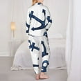 thumbnail image 5 of Disketp Pajamas Set Long Sleeve Sleepwear Womens Button Down Nightwear Pj Sets-Navy Blue Anchor, 5 of 9
