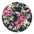 thumbnail image 2 of Designart 'Red Vintage Roses And Berries On Black' Farmhouse Wall Clock, 2 of 5