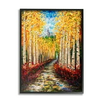 Stupell Industries Modern Birch Grove Painting Nature Painting Black Framed Art Print Wall Art, 16 x 20