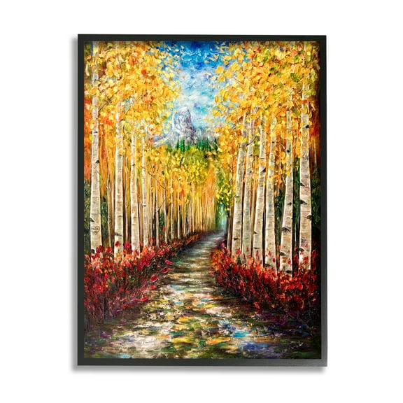 Stupell Industries Modern Birch Grove Painting Nature Painting Black Framed Art Print Wall Art, 16 x 20