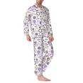 thumbnail image 2 of Salouo Lavender Flowers Print Button-Front Long Sleeve Pajama Set for Men, Soft 2Pjs Men's Long Sleeve Sleepwear-X-Large, 2 of 7