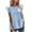Light Blue, variant on Women's Summer Fashion Loose Casual Ruffle Sleeve Round Neck Short Sleeve Blouse, Stripe Pattern, Lightweight and Breathable, Perfect for Outdoor or Casual Daily Wear, Versatile Summer Top