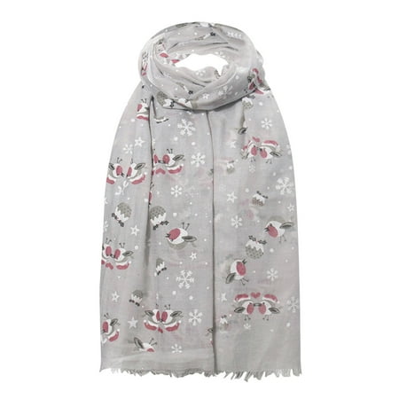 

Dadaria Blanket Scarf Women Winter Bird Snowflake Print Scarf Warm Long Scarf Shawl Gray Women