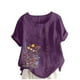 thumbnail image 1 of Vestidos Casuales Para Mujer, Blusas De Mujer De Moda Blusa informal de lino con botones y manga corta estampada para mujer, 1 of 4