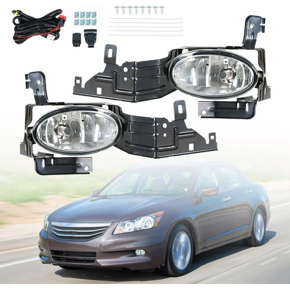 munirater 2-Pack Front Bumper Fog Light Assembly with Switch Wiring Kit Replacement for 2011-2012 Honda Accord Sedan