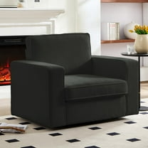 Mjkone Swivel Accent Chair, Linen Fabric Oversized Armchair, Modern Round Accent Chairs for Living Room, Bedroom & Small Spaces, Dark Grey