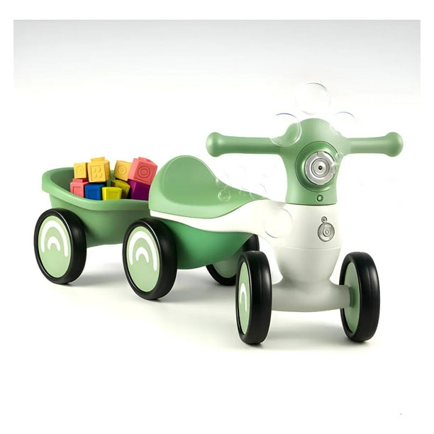 Carrito Montable de Empuje Musical con Burbujas, Canasta y Luz