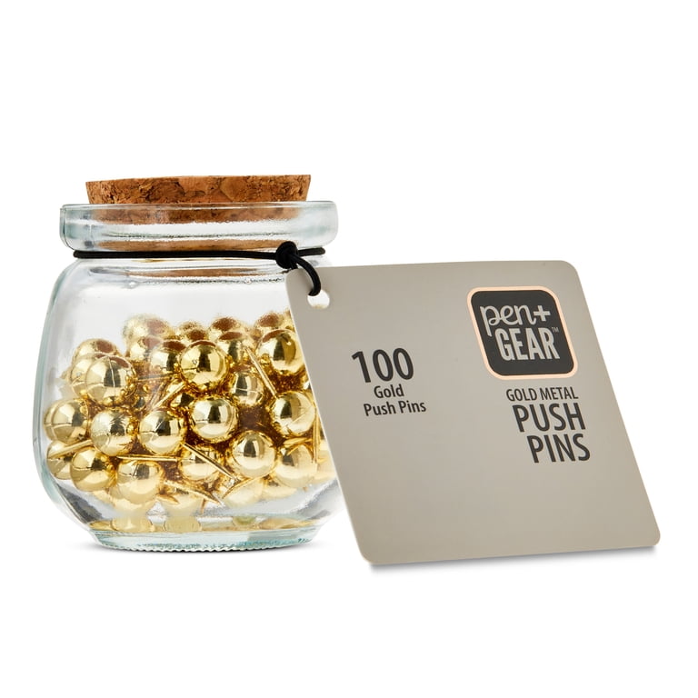 Pen+Gear Gold Push Pins, 100 Count with Glass Jar photo 4