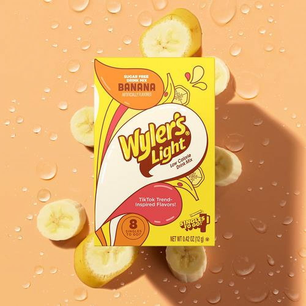 Wylers Light Singles To Go Powder Packets, Water Drink Mix, Watertok Banana, 96 Servings, 8 Count X Pack Of 12 Packaging May Vary