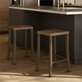 thumbnail image 3 of Home Square 2-Piece 24" Distressed Wood Counter Stool Set in Brown/Medium Brown, 3 of 4
