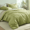 thumbnail image 2 of 100% Cotton Comforter Set – Avocado Green, Linen-Like Texture, Super Soft & Breathable Lightweight Bedding Set, 3-Piece Durable Percale Comforter for All Seasons, 2 of 7