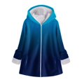 thumbnail image 2 of KaLI_store Jacket Womens Fashion Womens 2023 Winter Fuzzy Jacket Hooded Color Block Patchwork Cardigan Coats Outerwear with Pockets Blue,L, 2 of 5