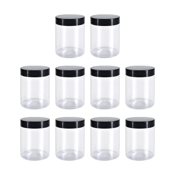 Frasco vacío para mascotas con tapa, contenedor de cosméticos Slime, tapa con tapa de rosca, boca ancha transparente rellenable para especias, Pasta 10 unidades de 500 ml.