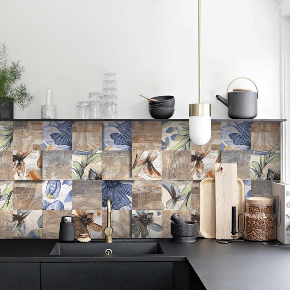 24 Sheets Glossy 3D Peel and Stick Tile Stickers Backsplash for Kitchen,Stick on Subway Mosaics Tile Paint Splashback Water Heat Resistant Bathroom Kitchen,5.9*5.9"