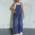 thumbnail image 4 of Girls Jean Overalls Jumpsuits Girls Overalls Kids Casual Sleeveless Girls Wide Leg Jeans Girls Loose Rompers with Pockets Girl Size 9-10 Years Clothes, 4 of 5