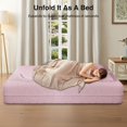 thumbnail image 5 of 78" FIRSCOOK Teddy Fabric Convertible Loveseat Sofa Bed, 2-Seat Floor Sleeper Sofa with Pillows, Boneless Couches for Home，No Assembly，Pink, 5 of 8