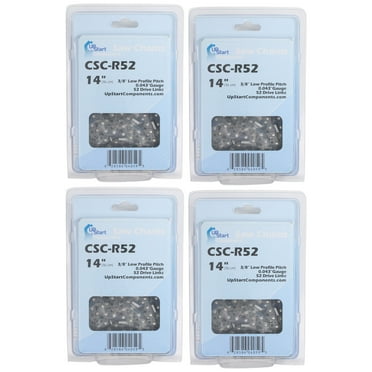 4-Pack 14-Inch Chainsaw Chain Replacement for Lynxx 63287 - (14", 3/8", .043", 52 Drive Links)