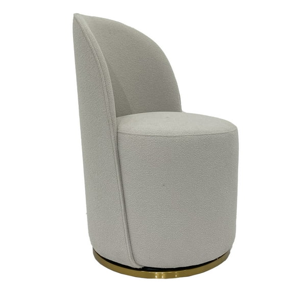 Set of 2 Cream Color Boucle Fabric Swivel Dining Chair