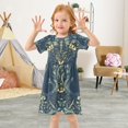 thumbnail image 3 of FORMRS Girls Short Sleeve Dress Summer Casual Round Neck A-line Beach Sundress, Sizes 2T-8T, Shadowy Forest Pattern, 3 of 8