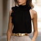thumbnail image 3 of Moda Casual Collar de Pétalos sin Mangas para las Señoras, Camisa de Suéter de Cuello en V de Poliéster para el Verano Y el Uso Diario, 3 of 5