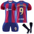 thumbnail image 1 of GZSL 2324 Barcelona Home Football Training Kit, Number # 9 Soccer Jersey, Colorful Short-Sleeve Adult Football Jersey with Gold Lettering Three-Piece Set/M, 1 of 7
