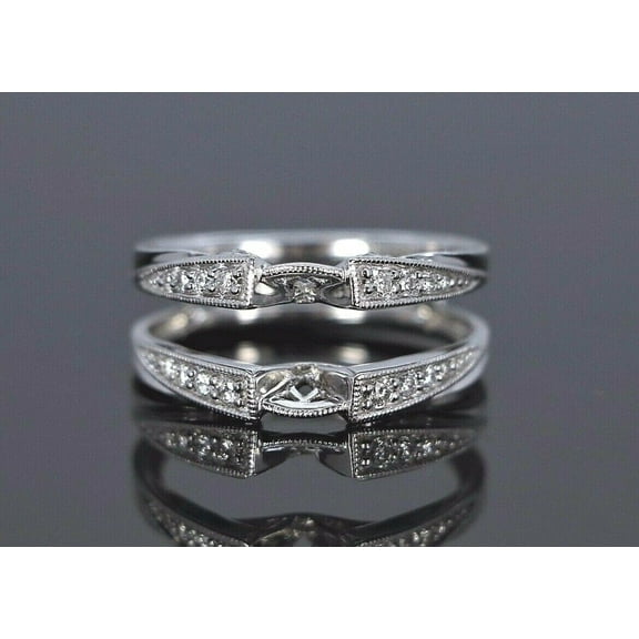 Bluebell Jewels 0.10Ct White Round Cut CZ Solitaire Ring Wrap Enhancer Band In 925 Sterling Silver