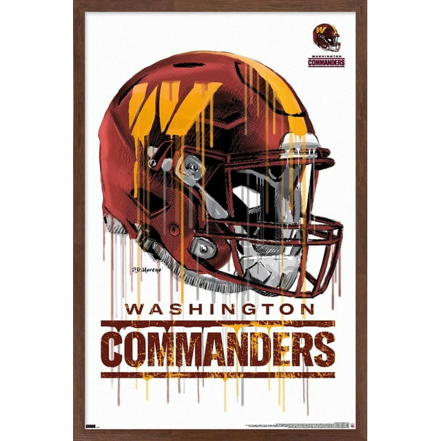 NFL Washington Commanders - Drip Helmet 22 Wall Poster, 14.725" x 22.375" Framed