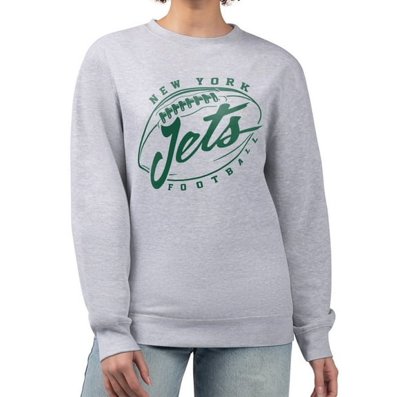 Women's G-III 4Her by Carl Banks Gray New York Jets Football Fleece Pullover Sweatshirt