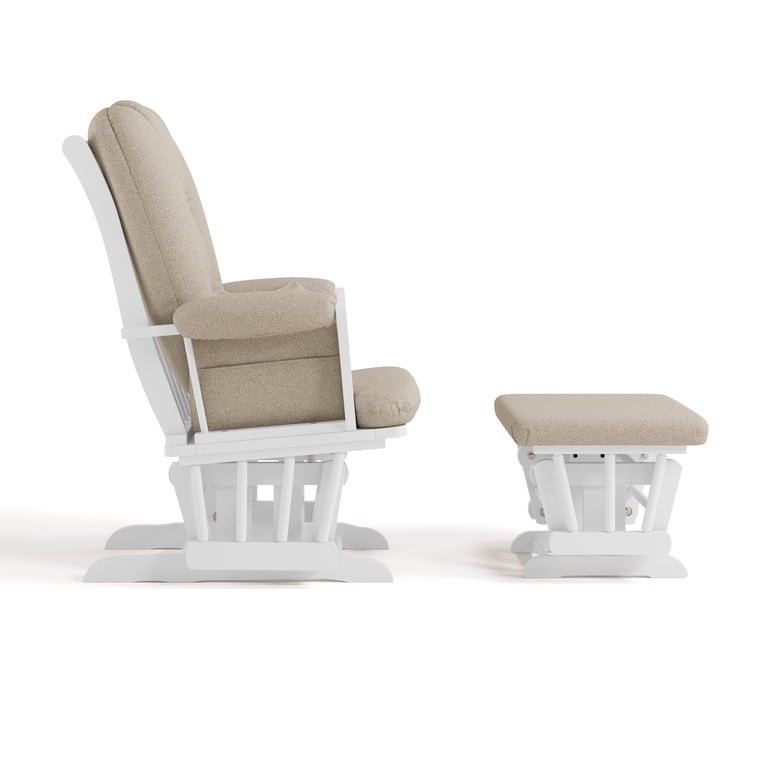 Storkcraft Tuscany Glider & Ottoman, White with Taupe Swirl photo 2