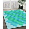 thumbnail image 3 of Ahgly Company Machine Washable Indoor Square Transitional Turquoise Green Area Rugs, 3' Square, 3 of 7